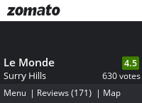 Le Monde Menu, Reviews, Photos, Location and Info - Zomato